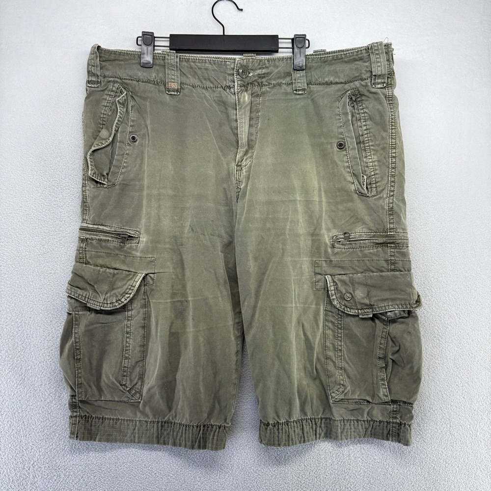 Scotch Soda Cargo Shorts Mens 38 Green Military Utility Heavyweight Faded y2k